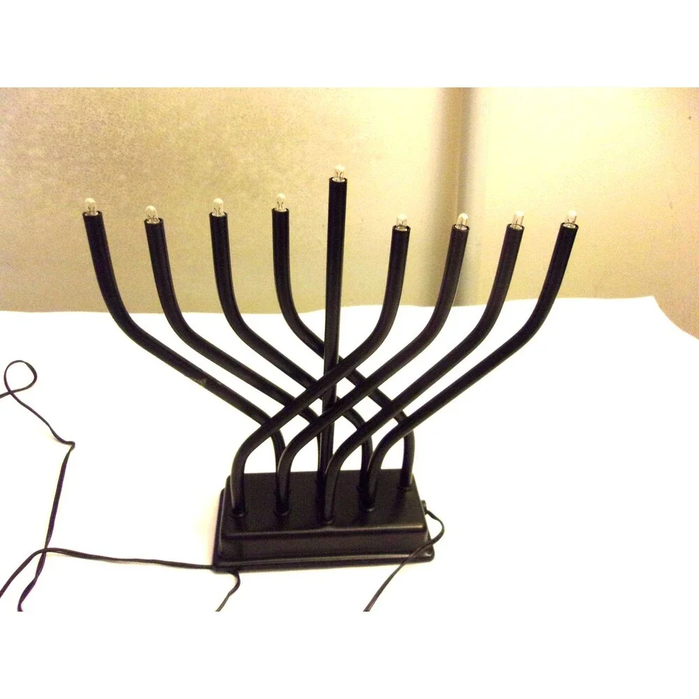 Jacob Rosenthal Electric Menorah Matte Black Finish Metal Contemporary